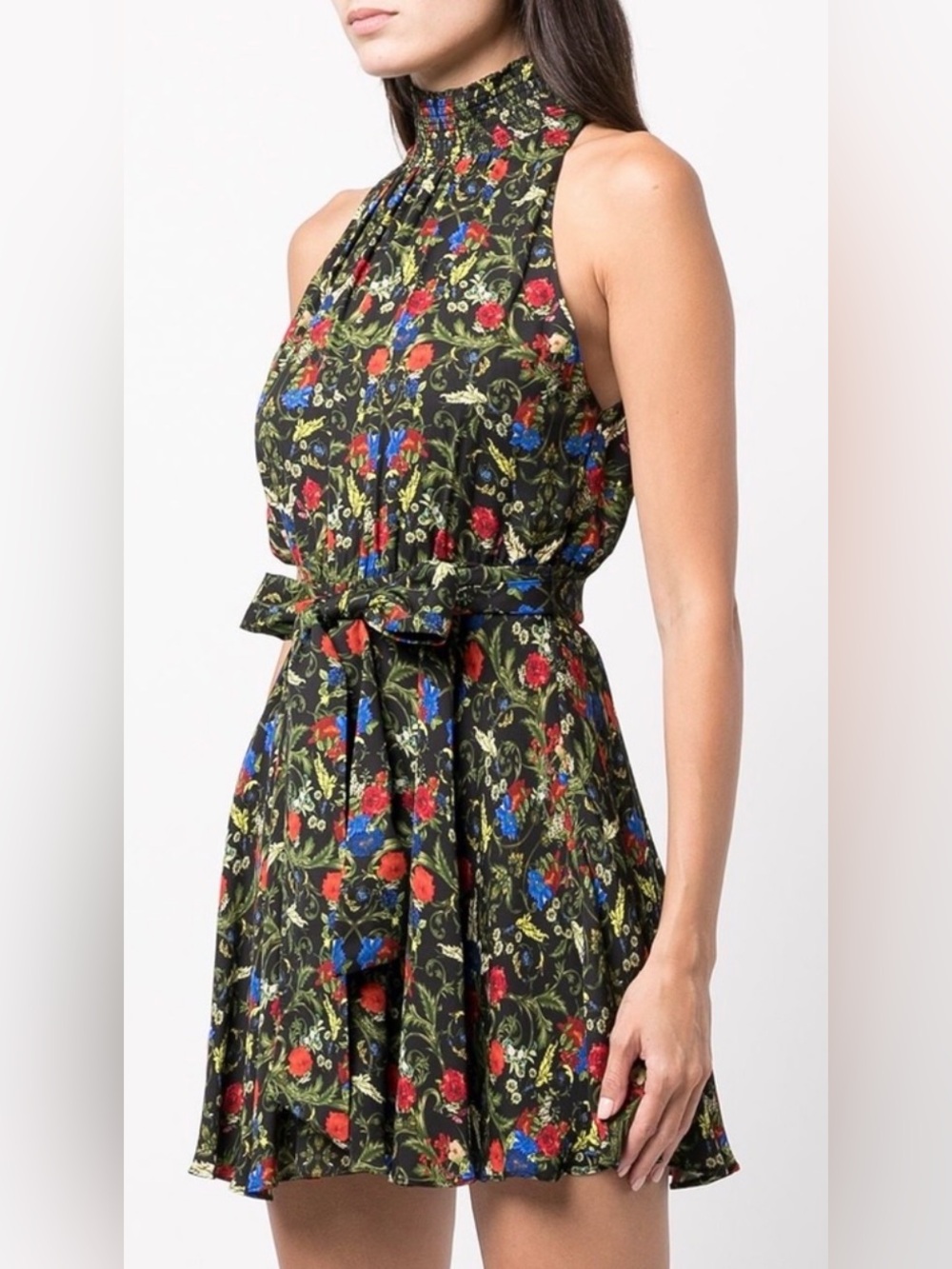 ALICE + OLIVIA Dita Smocked-Neck Mini Dress size 12